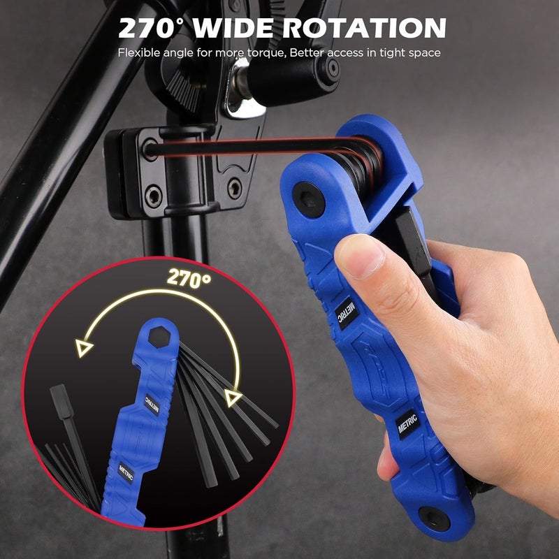 SEDY 12-Piece Large Folding Hex Key Set Metric (1.5-12mm), Heavy Duty Allen Wrench Set, Portable Tool for Archery, Bike Repair, Furniture, and Basic Home Maintenance (Blue) - Image 4